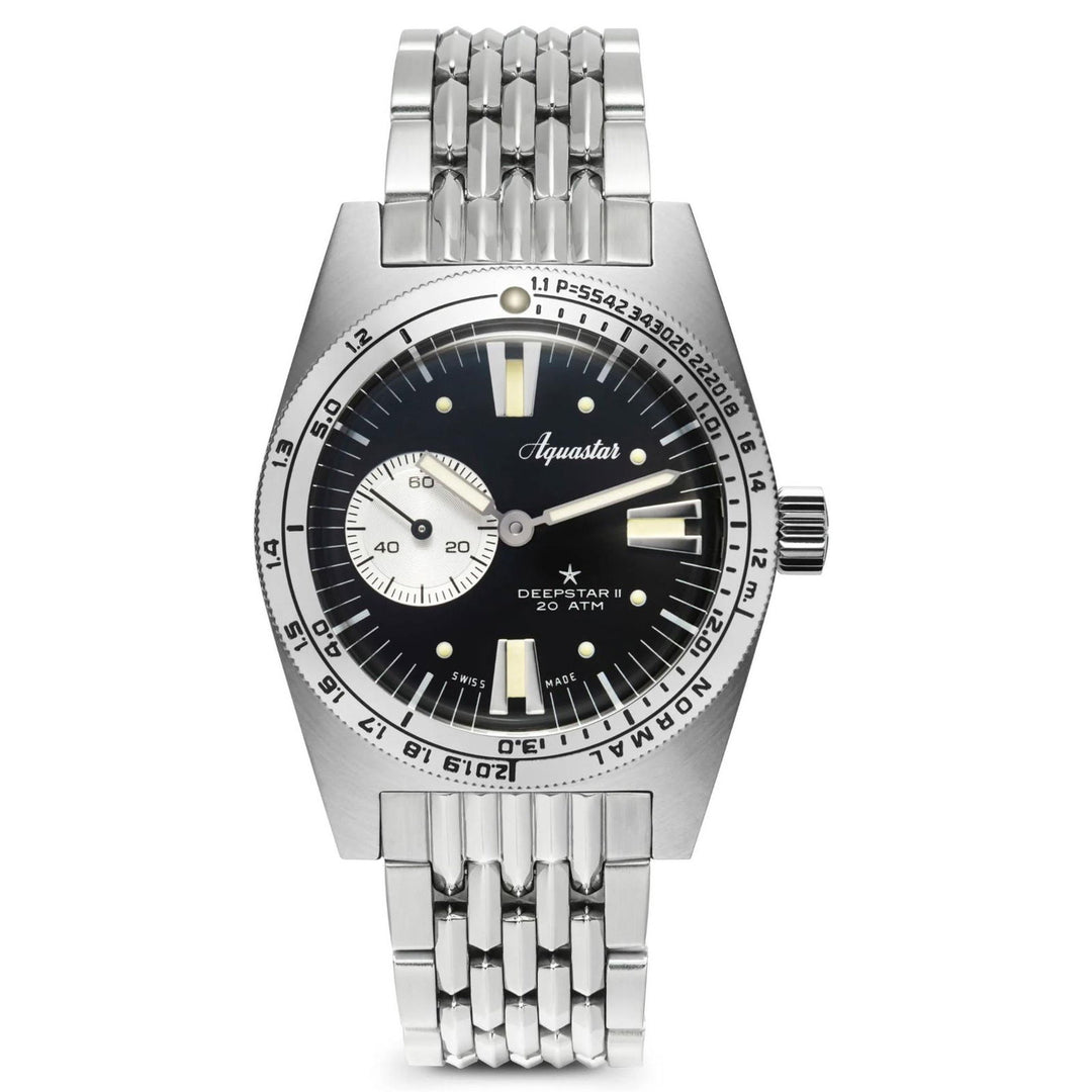 Aquastar Deepstar II Vintage Black Wristwatch - H S Johnson
