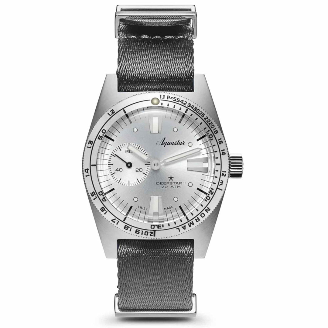 Aquastar Deepstar II Vintage Silver Star Wristwatch - H S Johnson