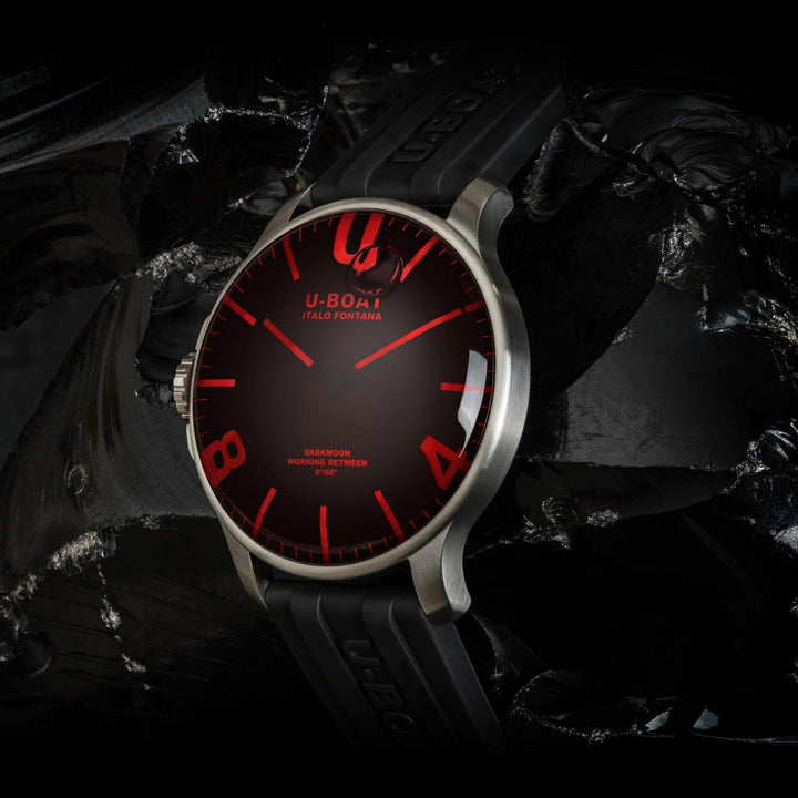 U-Boat 8465/B Darkmoon 44mm Red Glass Steel Wristwatch - H S Johnson