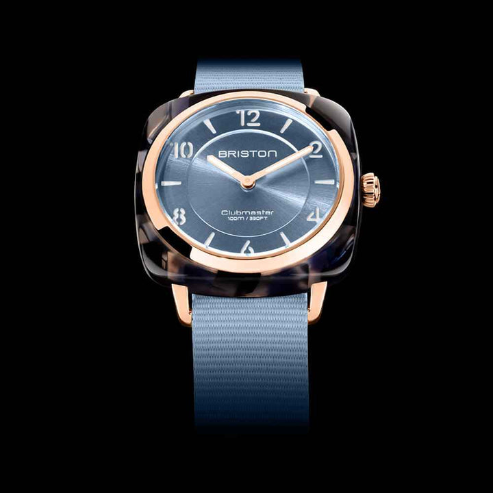 Briston Clubmaster Chic - HM - Gold - Bleu Glacier 21536.PRA.UB.25.NIB Watch
