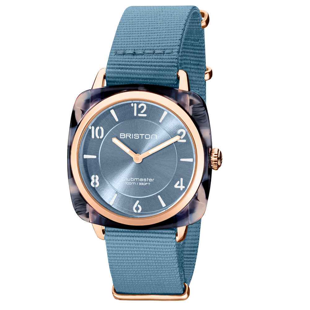 Briston Clubmaster Chic - HM - Gold - Bleu Glacier 21536.PRA.UB.25.NIB Watch