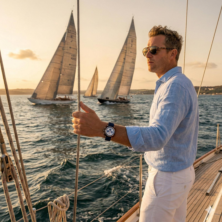 Briston Clubmaster Regatta - Chrono - Blanc / Bleu 262142.SA.T.2.NNB Watch