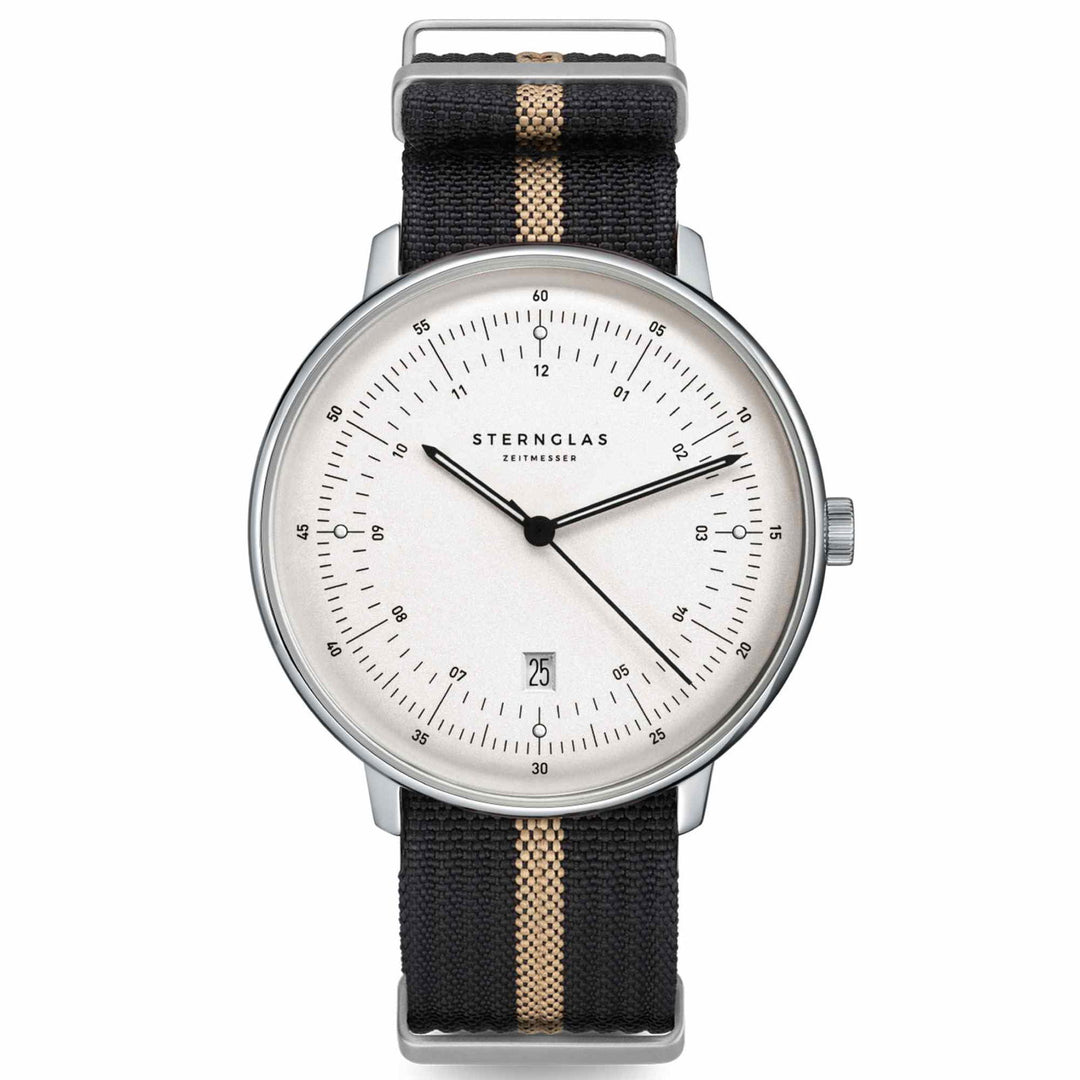 Sternglas S01-HH10-NA04  Men's Hamburg Black/Cream Nylon Strap Wristwatch - H S Johnson