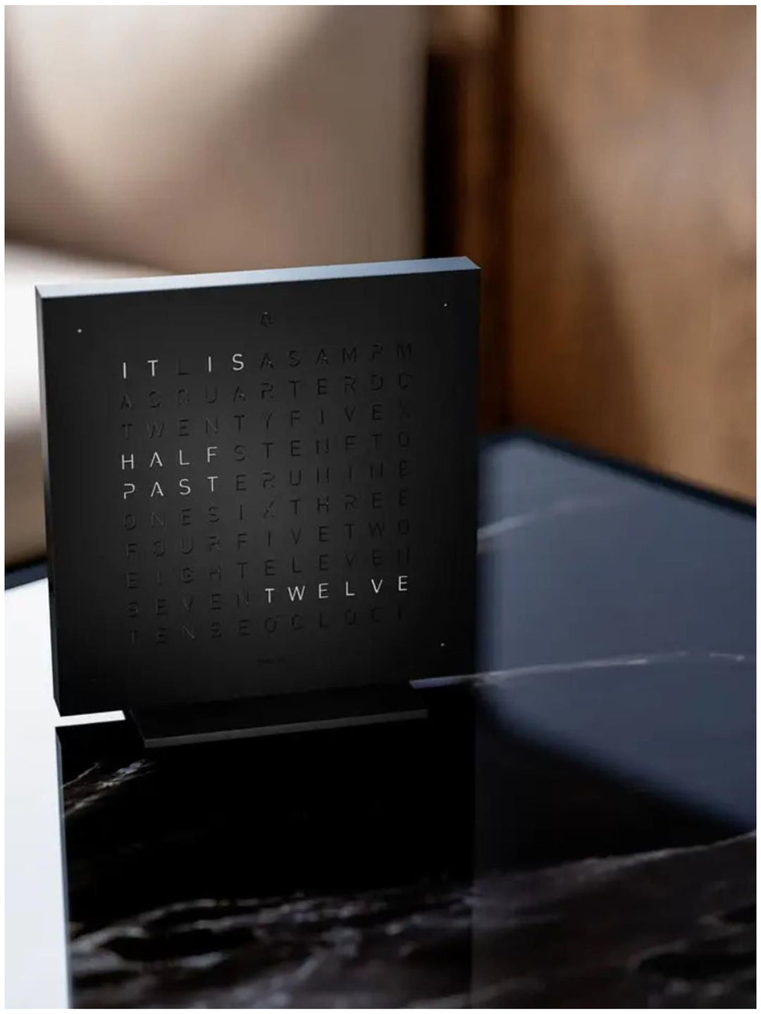 Qlocktwo T4BLENSSBL-UK Earth 13.5 Deep Black Metal Collection Desk Clock