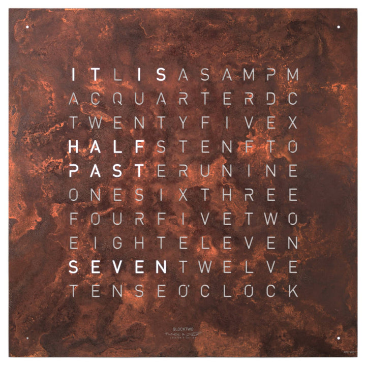 Qlocktwo QT5ENRT-UK 45 Creator's Edition Rust Clock