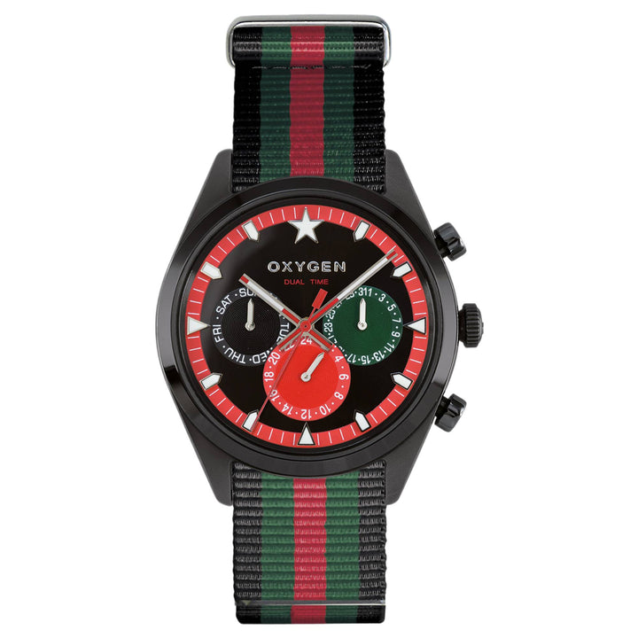 Oxygen EX-SDT-ROM-40-NN-BLGNRE Roma 40 Dual Time Watch
