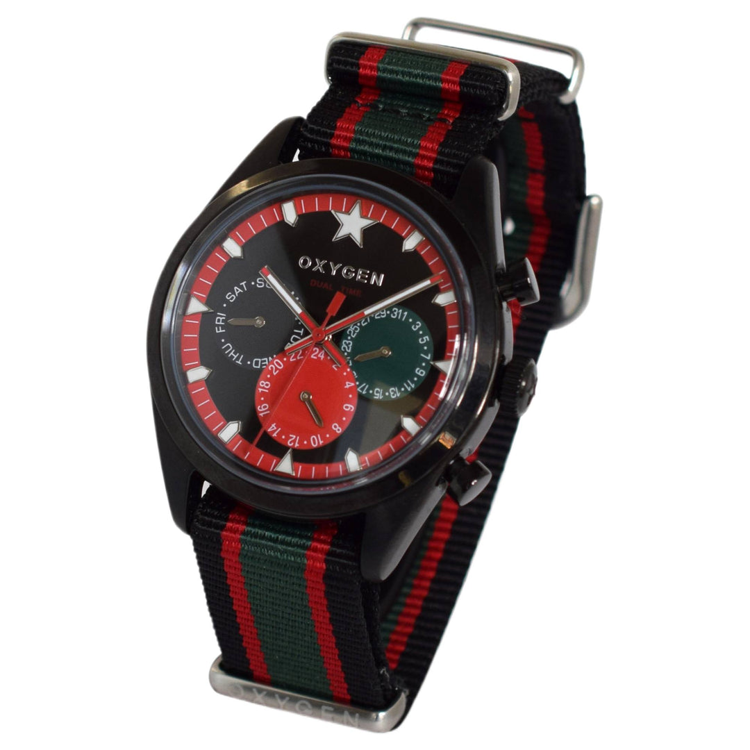 Oxygen EX-SDT-ROM-40-NN-BLGNRE Roma 40 Dual Time Watch