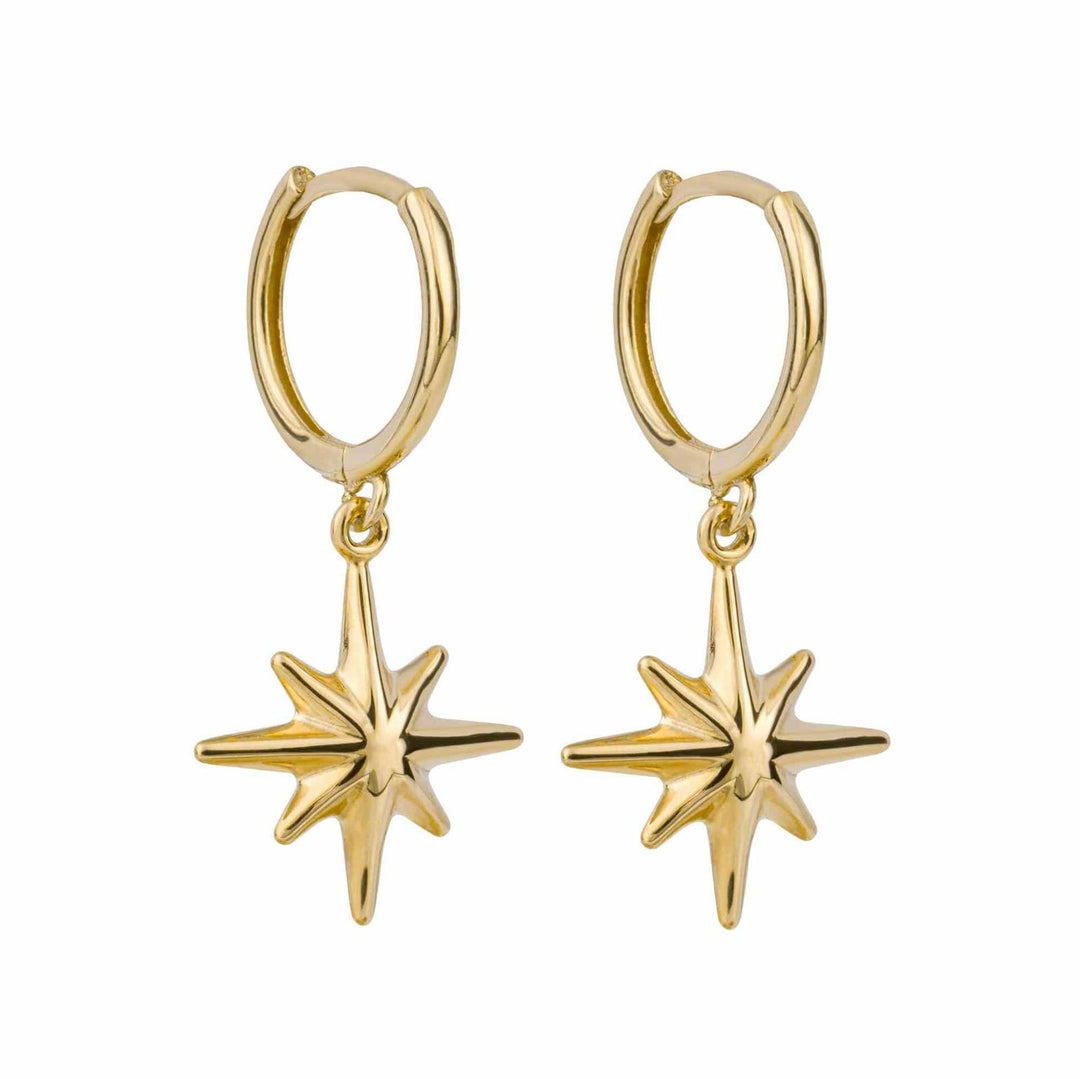 Elements Gold GE1005 Star Burst Charm Hoop Earrings - H S Johnson
