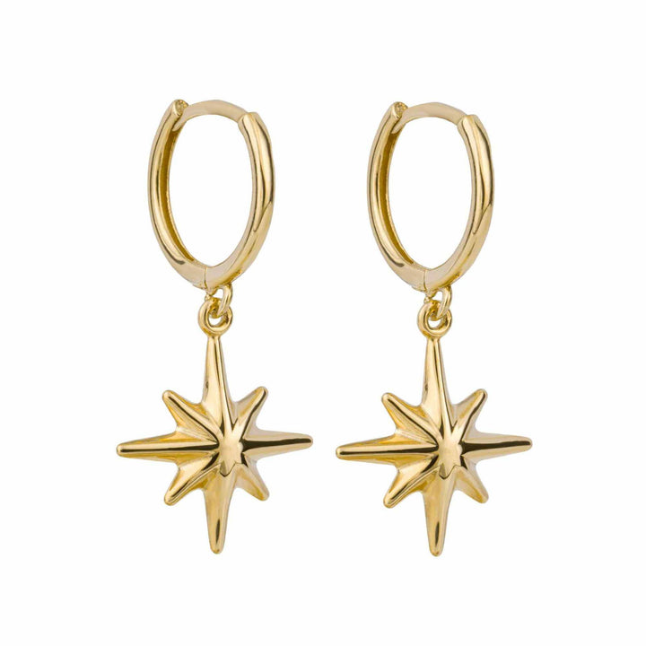 Elements Gold GE1005 Star Burst Charm Hoop Earrings - H S Johnson