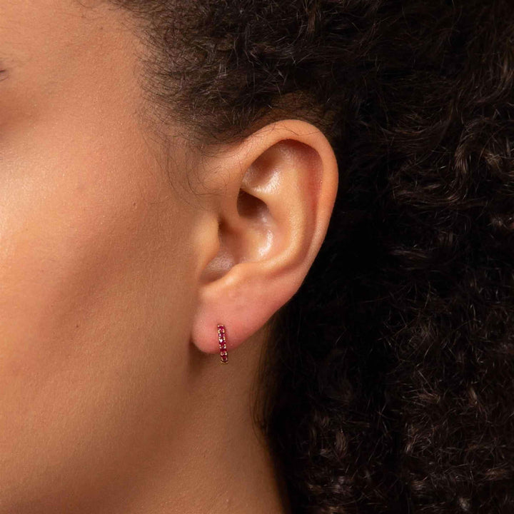 Elements Gold GE1019R Precious Stone Hoop Earrings - H S Johnson