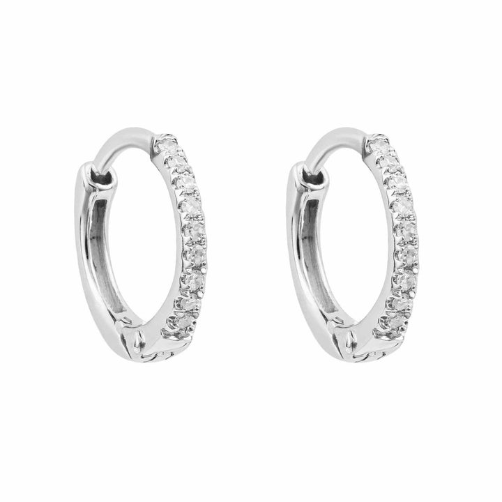 Elements Gold GE2440 Hoop Earrings Pave Diamonds - H S Johnson
