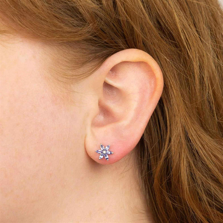 Elements Gold GE803M Tanzanite Flower Earrings With Diamond - H S Johnson