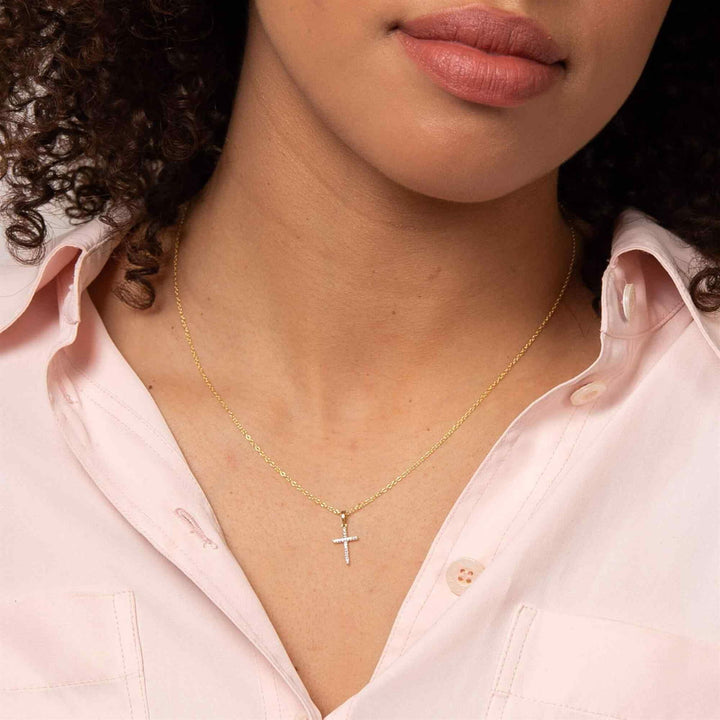 Elements Gold GP1004 Cross with Diamond Pendant Only - H S Johnson