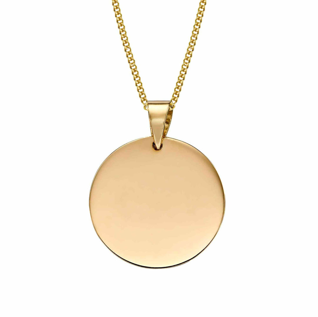 Elements Gold GP2226 Plain Engravable Disc Pendant Only - H S Johnson