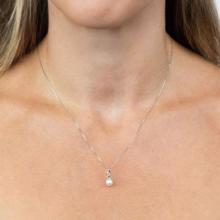 Elements Gold GP2238W Pearl and Diamond Vine Pendant Only - H S Johnson