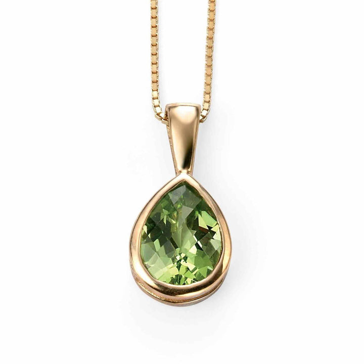 Elements Gold GP460G Peridot Teardrop Pendant Only - H S Johnson