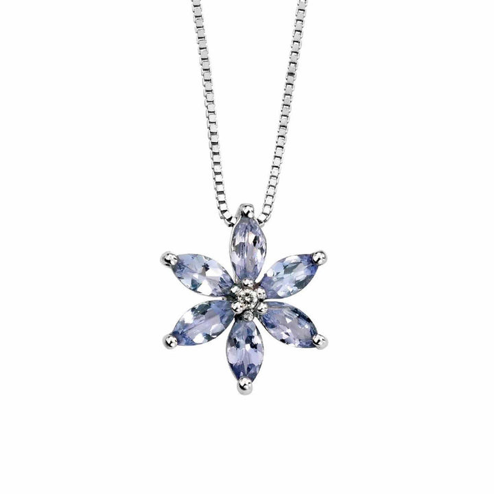 Elements Gold GP781M Tanzanite Flower Diamond Pendant Only - H S Johnson