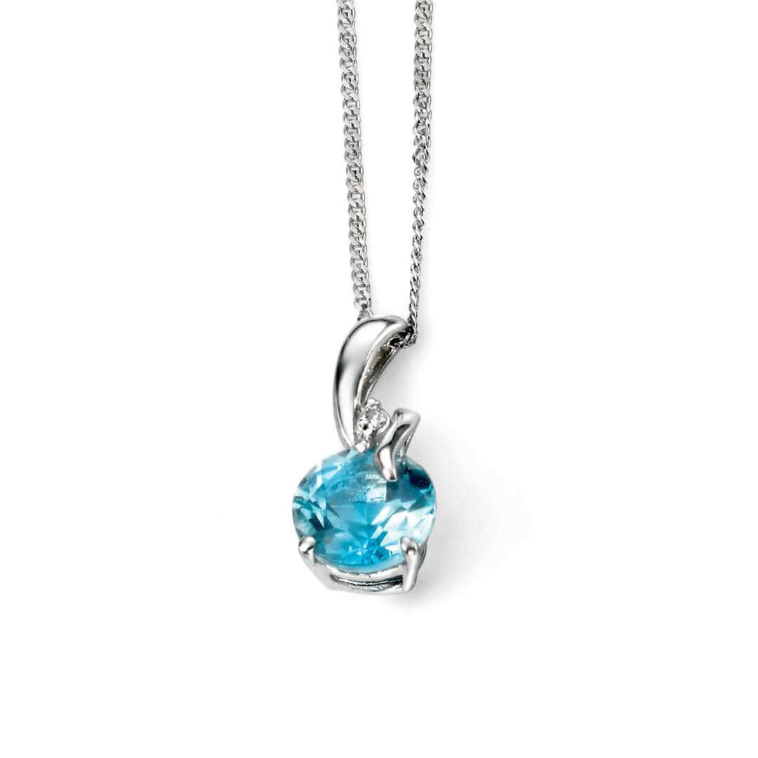 Elements Gold GP969T Blue Topaz Twisted Bale Diamond Set Pendant Only - H S Johnson