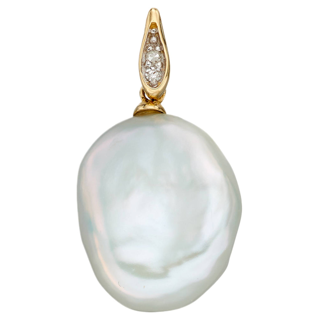 GP2171W Keshi Pearl Diamond Bale Pendant