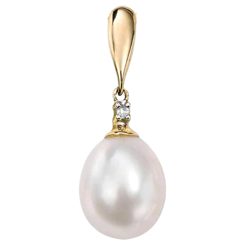 GP758W Freshwater Pearl Diamond Drop Pendant