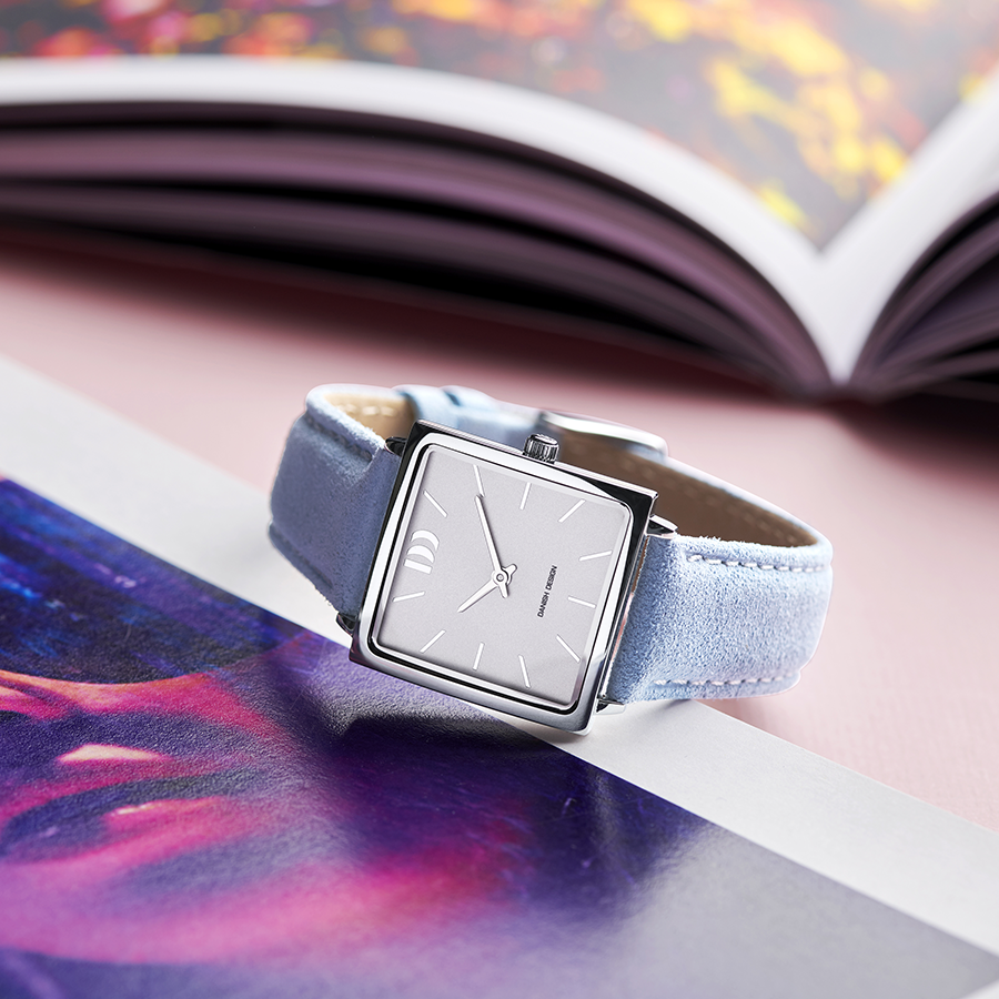 Danish Design IV24Q1248 Miami Silver Light Blue Suede Watch