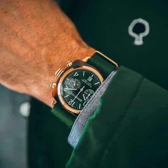 Briston Clubmaster Classic - Chrono - Gold - Vert anglais 15140.PYA.T.10.NBG Watch