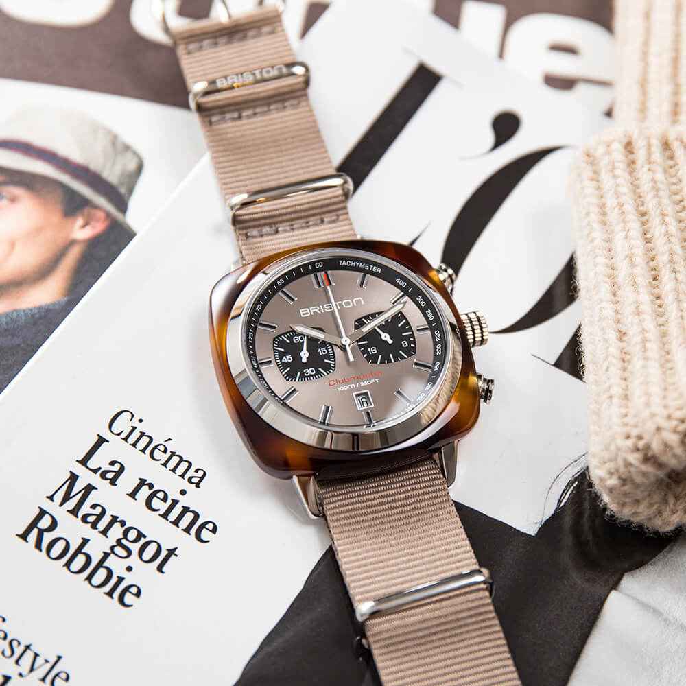 Briston Clubmaster Sport - Chrono - Gris Taupe 20142.SA.TS.30.NT Watch