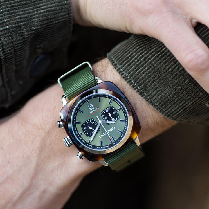 Briston Clubmaster Sport - Chrono - Vert olive 20142.SA.TS.26.NOL Watch