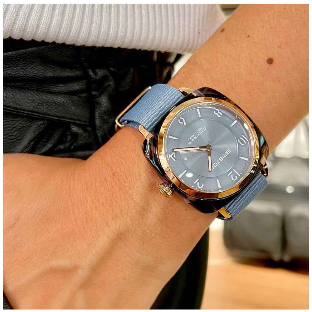 Briston Clubmaster Chic - HM - Gold - Bleu Glacier 21536.PRA.UB.25.NIB Watch