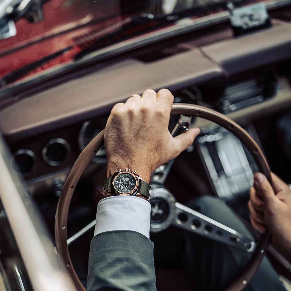 Briston Clubmaster Classic - Chrono - Rose Gold - Vert Olive 19140.PRA.T.26.NOL Watch