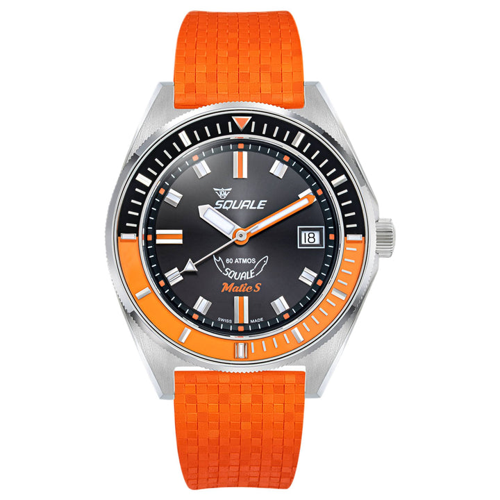 Squale MATICBKOBK.MROR Matic S Orange Mosaic Rubber Watch