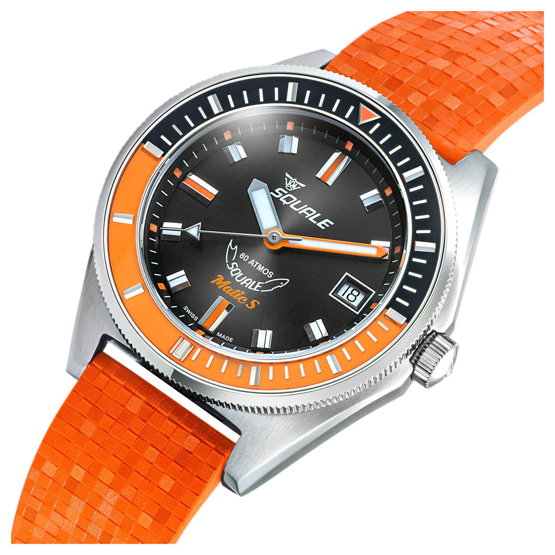 Squale MATICBKOBK.MROR Matic S Orange Mosaic Rubber Watch