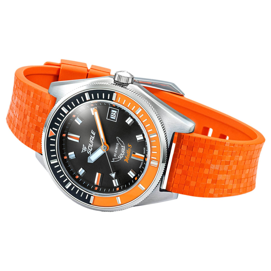 Squale MATICBKOBK.MROR Matic S Orange Mosaic Rubber Watch