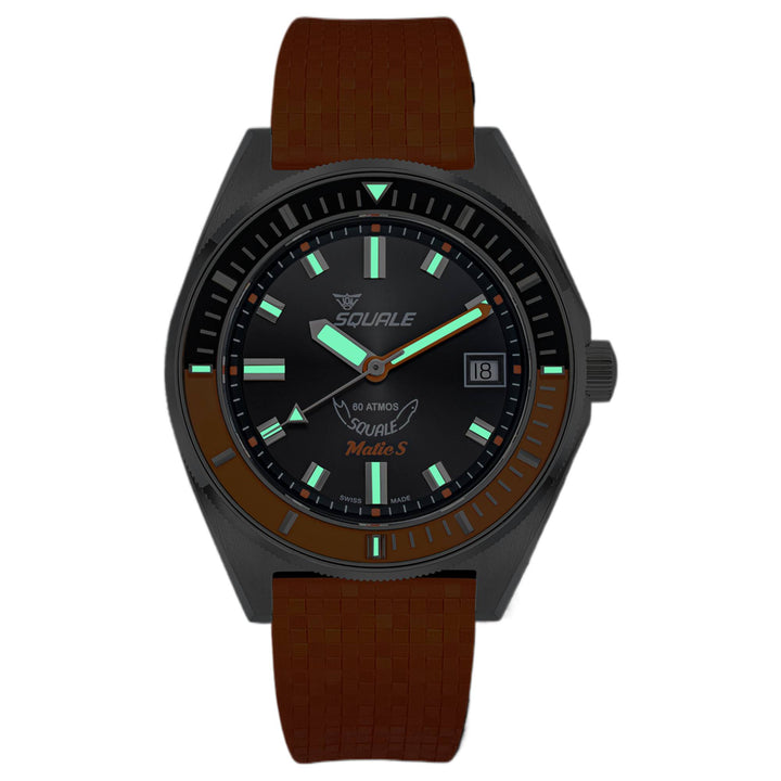 Squale MATICBKOBK.MROR Matic S Orange Mosaic Rubber Watch