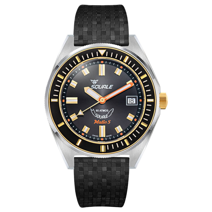 Squale MATICGBKBK.MRBK Matic S Two-Tone Black Rubber Watch