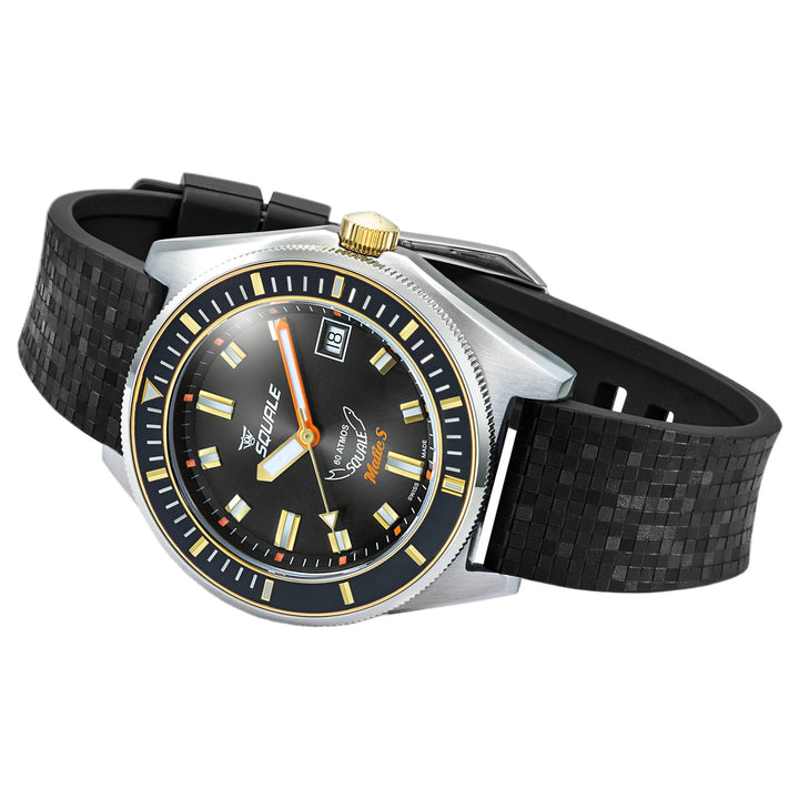 Squale MATICGBKBK.MRBK Matic S Two-Tone Black Rubber Watch
