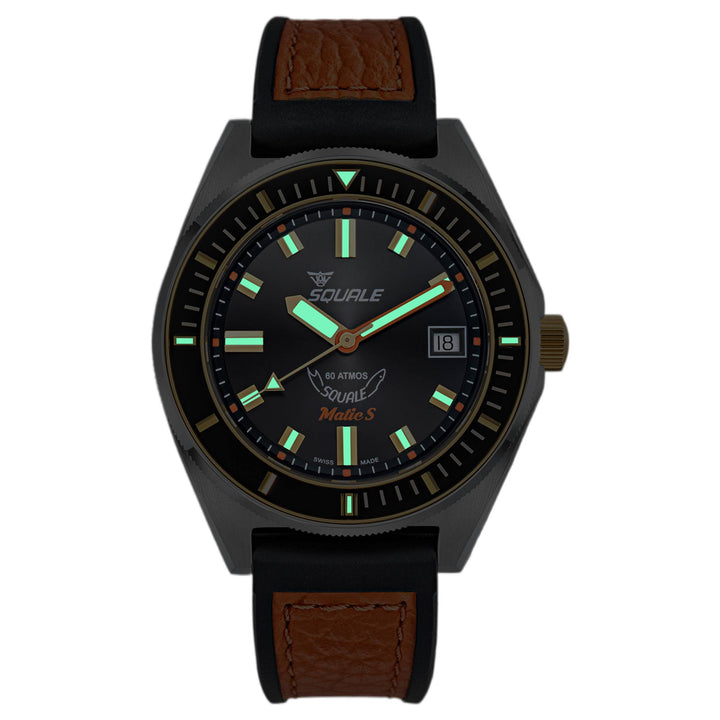 Squale MATICGBKBK.RLOR Matic S Two-Tone HydroLeather Watch