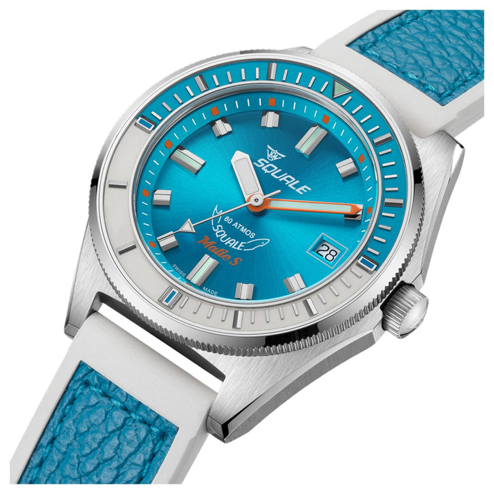 Squale MATICLBWLB.RLWLB Matic S Light Blue HydroLeather Watch