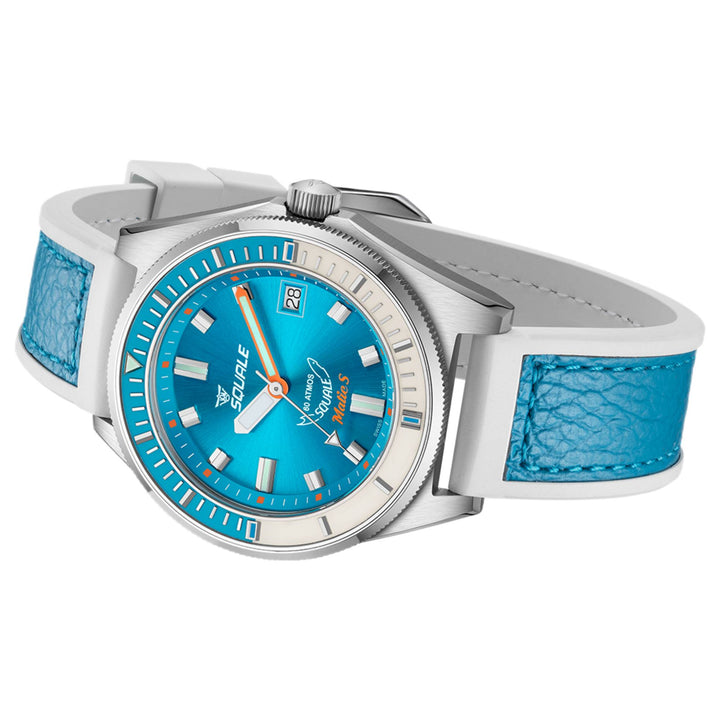 Squale MATICLBWLB.RLWLB Matic S Light Blue HydroLeather Watch