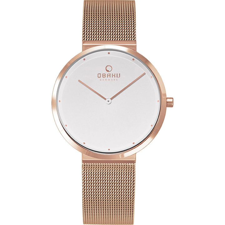 Obaku V230LXVWMV Papir Lille-Rose Women's Steel Mesh Wristwatch - H S Johnson