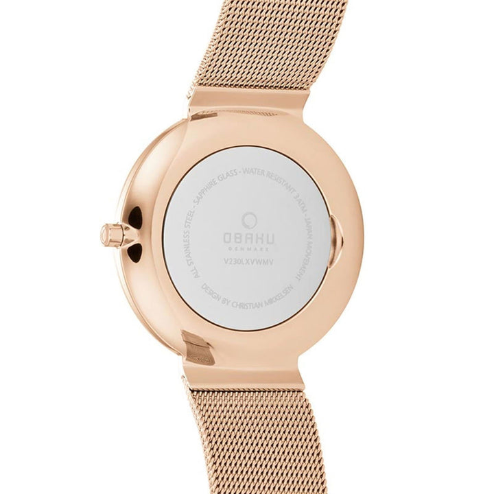 Obaku V230LXVWMV Papir Lille-Rose Women's Steel Mesh Wristwatch - H S Johnson