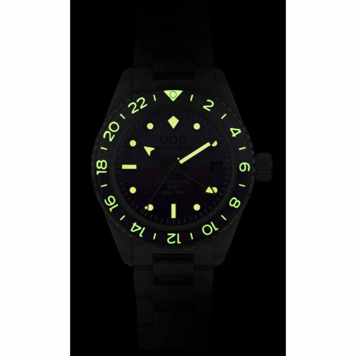 Out Of Order 001-25.LA.BAND.SS Men's Dark Violet Auto Ultra Brushed GMT Wristwatch - H S Johnson