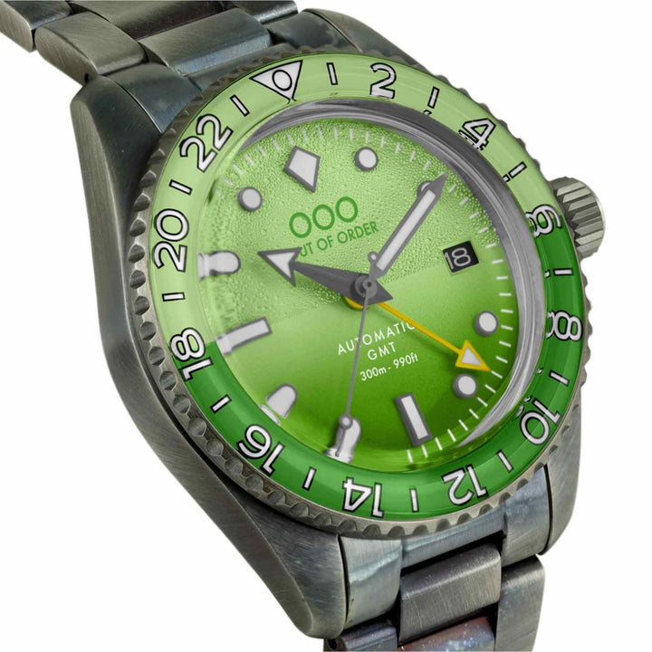 Out Of Order 001-25.MI.BAND Men's Midori Auto GMT Ultra Distressed Wristwatch - H S Johnson