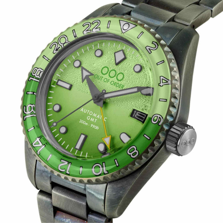 Out Of Order 001-25.MI.BAND Men's Midori Auto GMT Ultra Distressed Wristwatch - H S Johnson