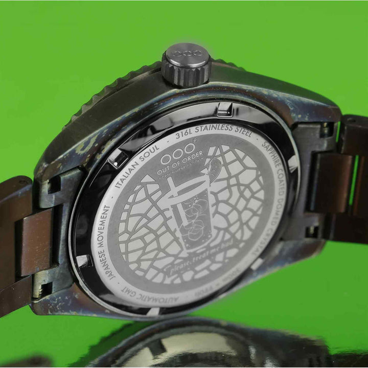 Out Of Order 001-25.MI.BAND Men's Midori Auto GMT Ultra Distressed Wristwatch - H S Johnson