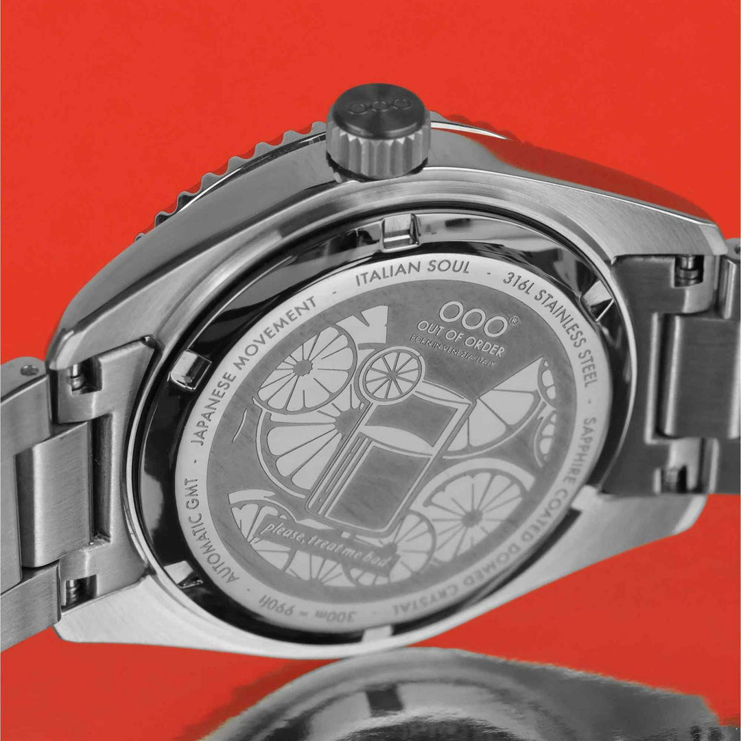 Out Of Order 001-25.PA.BAND.SS Men's Paloma Auto GMT Ultra Brushed Wristwatch - H S Johnson