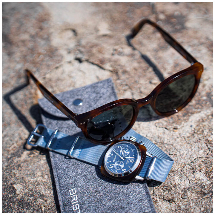 Briston Clubmaster Classic - Chrono - Bleu glacier 19140.SA.T.25.NIB Watch