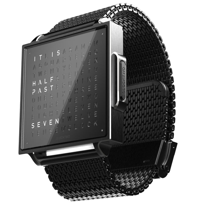 Qlocktwo QW38EN6BLBMBLN  W Black Steel Quartz Watch