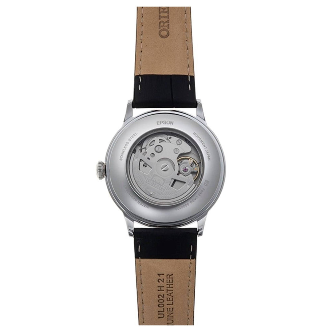 Orient RA-AK0701S30B Bambino Multi Function White Dial Leather Strap Wristwatch