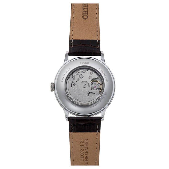 Orient RA-AK0702Y30B Bambino Multi Function Cream Dial Leather Strap Wristwatch